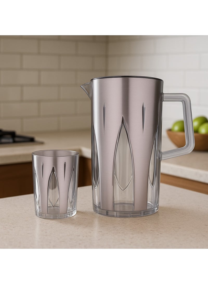 Alsaif Gallery Acrylic Jug Set with 6 Modern Design Cups – Perfect for Serving Juices and Cold Beverages in Style - Image 3