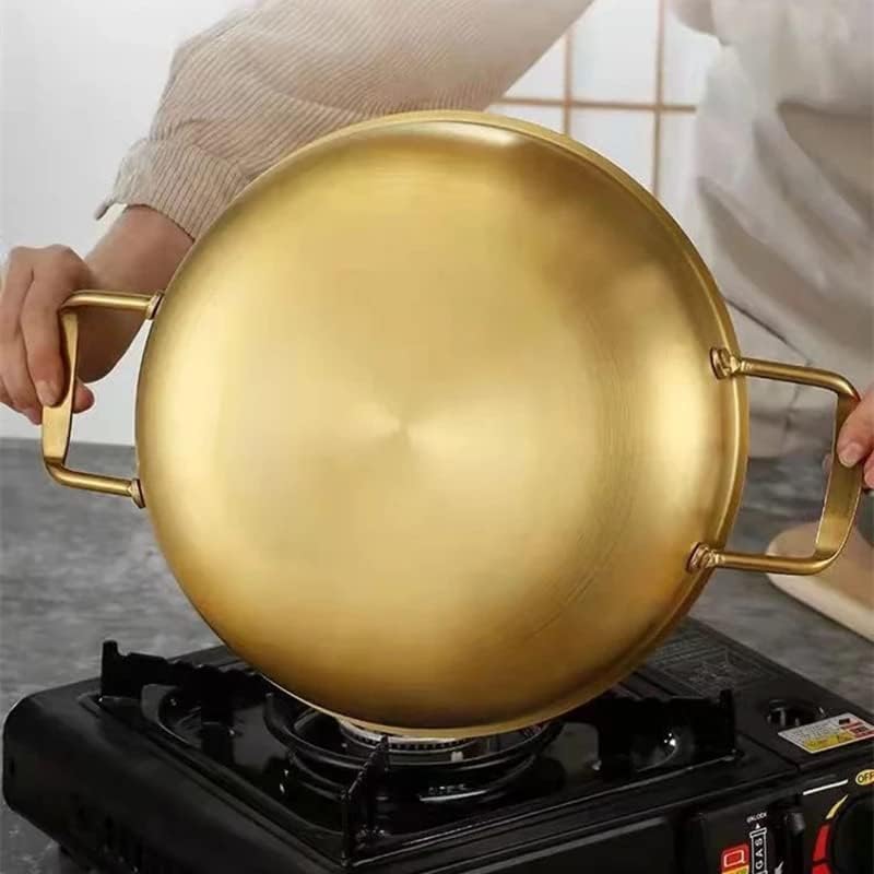 SHOPECOM KADAI 19X28CM Stainless Steel Pan Skillet Carbon Frying Cooking Pan for Home Restaurant Party Thickened Pot Kitchen Utensils Pots and Pans SingleLayer Cookware Soup Noodle Sea Food Pots - Image 4