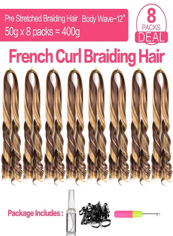 Luoyudu French Curly Hair Extensions for Braids 12 Inch 27/33 Short French Curly Hair with Curly Ends Crochet Braids Hair for Women (12 Inch 8 Packs, - Image 4