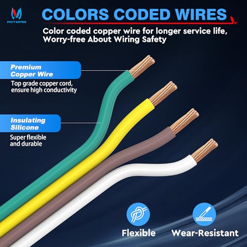 MICTUNING Universal 4 Way Flat Y-Splitter Plug and Play Adapter Extension Harness for LED Tailgate Light Bar and Trailer Lights - Image 2