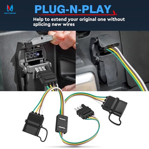 MICTUNING Universal 4 Way Flat Y-Splitter Plug and Play Adapter Extension Harness for LED Tailgate Light Bar and Trailer Lights - Image 3