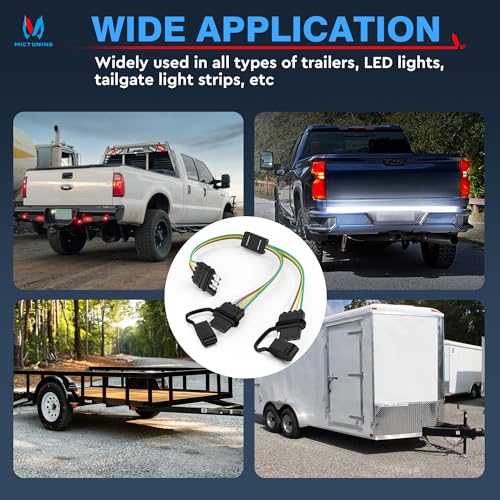 MICTUNING Universal 4 Way Flat Y-Splitter Plug and Play Adapter Extension Harness for LED Tailgate Light Bar and Trailer Lights - Image 5