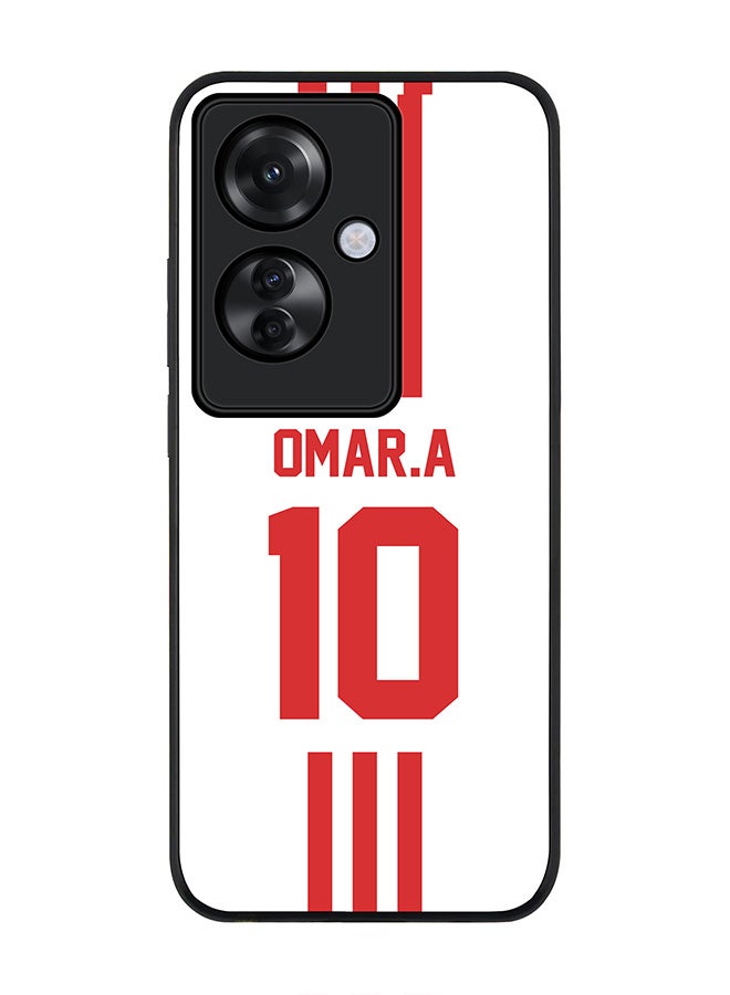 Stylizedd Rugged Black edge case for Oppo Reno11 F / Oppo F25 Pro 5G, Slim fit Flexible Anti Drop Thin Cover - Football Team - UAE, Player Name - Omar.A - Image 1