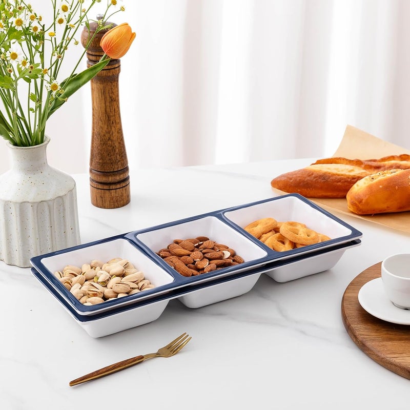 ZAROCRUS 3Section Divided Serving Trays Talavera 1475x 6 Unbreakable Melamine Serving Platter for Serving Food 3 Compartment Condiment Tray Rectangular Condiment Server Set of 2 - Image 4