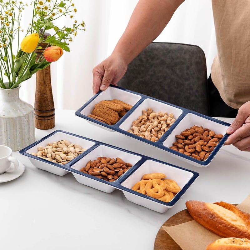 ZAROCRUS 3Section Divided Serving Trays Talavera 1475x 6 Unbreakable Melamine Serving Platter for Serving Food 3 Compartment Condiment Tray Rectangular Condiment Server Set of 2 - Image 2