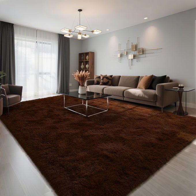 LIVING ROOM RUG 6X9 AREA RUG BROWN RUGS FOR LIVING ROOM BEDROOM LARGE FLUFFY RUGS SUPER SOFT CARPET FOR KIDS ROOM CLASSROOM DORM HOME
