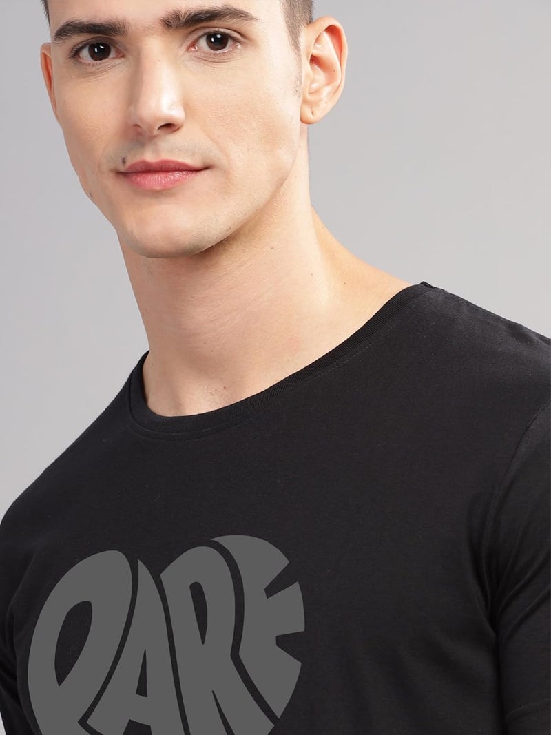 ADRO Men's Graphic Printed T-Shirt - Premium Cotton Crew Neck Tee with RARE Heart Design - Black - Image 2