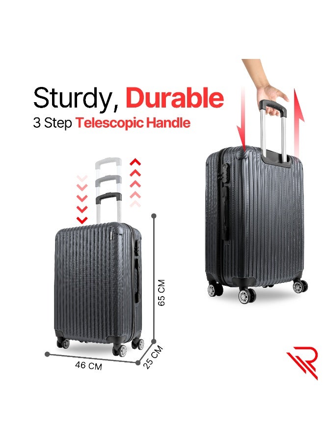 Reflection ABS Carry On Suitcase Airline Approved, Lightweight 24 Inch  Luggage- 360° Silent Wheels, ABS Hard Luggage Trolley, Spinner Wheels, Travel Luggage  (24-Inch , D.Grey) - Image 5