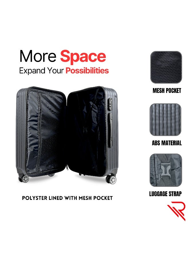 Reflection ABS Carry On Suitcase Airline Approved, Lightweight 24 Inch  Luggage- 360° Silent Wheels, ABS Hard Luggage Trolley, Spinner Wheels, Travel Luggage  (24-Inch , D.Grey) - Image 3