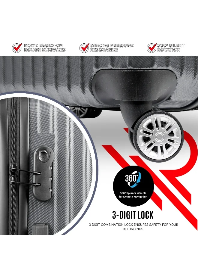 Reflection Reflection ABS Carry On Suitcase Airline Approved, Lightweight 24 Inch  Luggage- 360° Silent Wheels, ABS Hard Luggage Trolley, Spinner Wheels, Travel Luggage  (24-Inch , D.Grey)