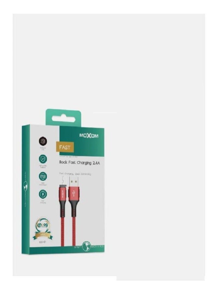 MOXOM Rock Fast Charging 2.4A USB to Micro 1M Charging Cable CC-81 Red  - Image 1