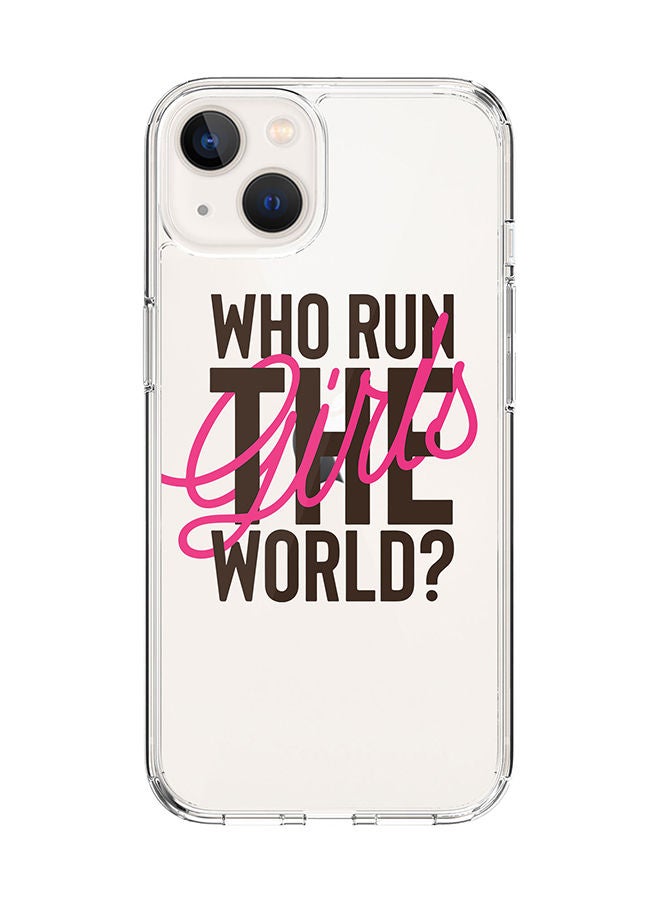 Stylizedd Classic Clear Case for Apple iPhone 14 Hybrid Soft Case Flexible Edges Anti Drop TPU PC Gel Thin Transparent Cover [ Designed for Apple iPhone 14 ] - Who run the world? - Image 1