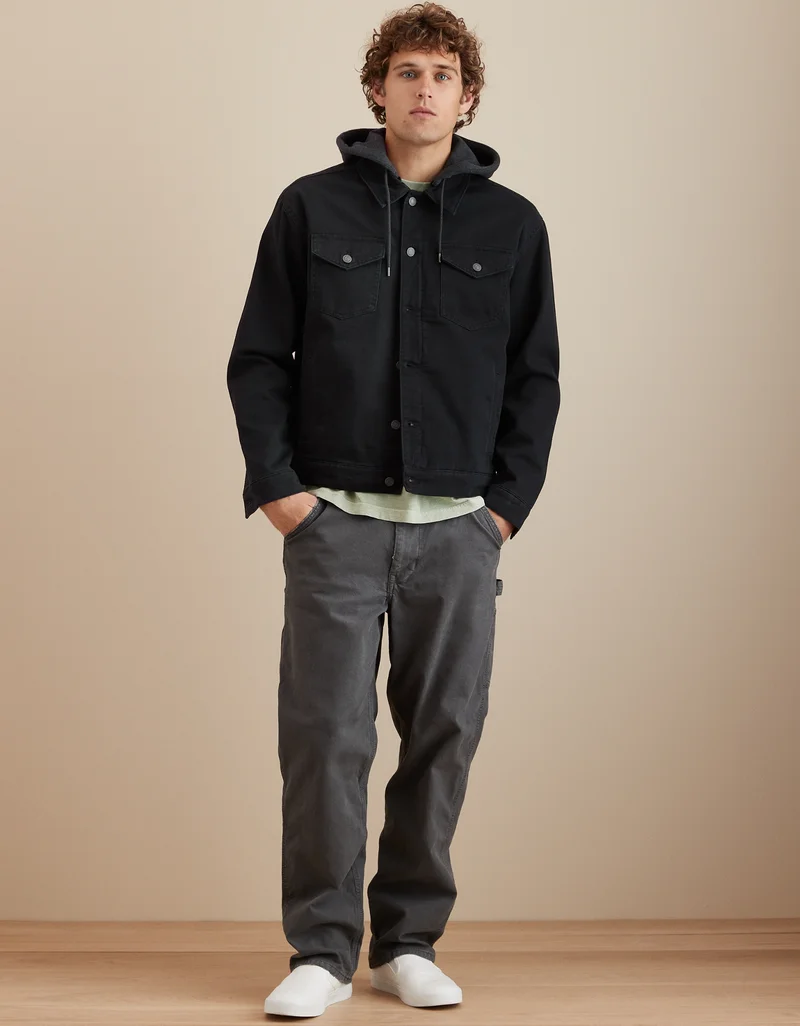 American Eagle Hooded Canvas Trucker Jacket