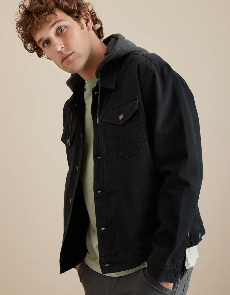 American Eagle Hooded Canvas Trucker Jacket
