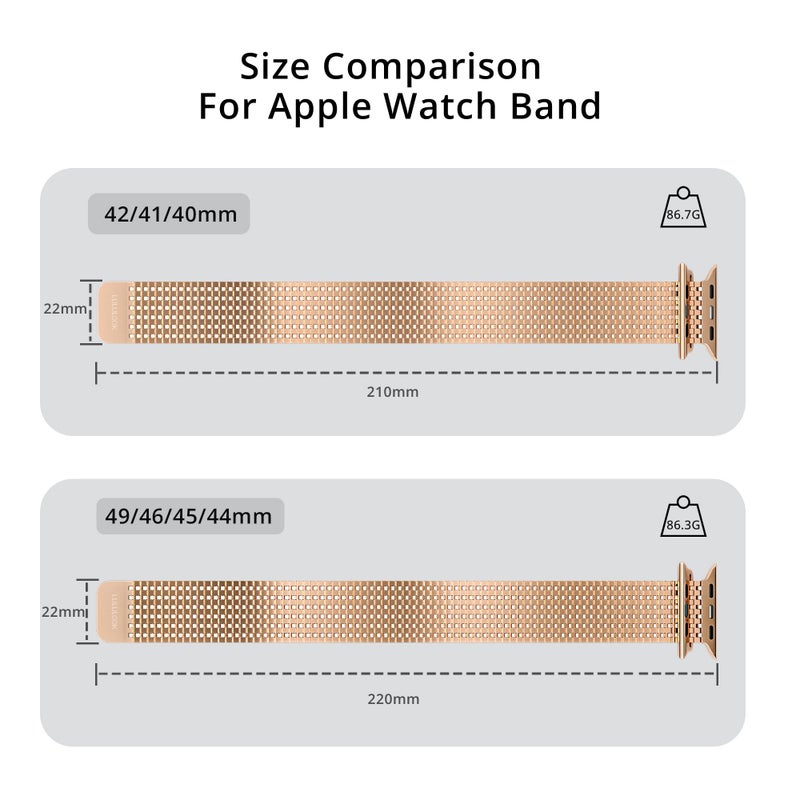 LULULOOK Band Compatible with Apple Watch 49/46/45/44/42/41/40/38mm, Stainless Steel Milanese Mesh Loop Magnetic Clasp iWatch Band for Apple Watch Ultra 3/2 Ultra Series 10 9 8 7 6 5 4 3 2 1 SE2 SE - Image 5