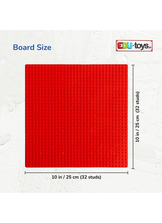 Edu Toys - Edu Toys Base Plastic Plate Board 32 x 32 Pegs/Dots for Classic Building Blocks Bricks Compatible with All Brands - Red - Image 1