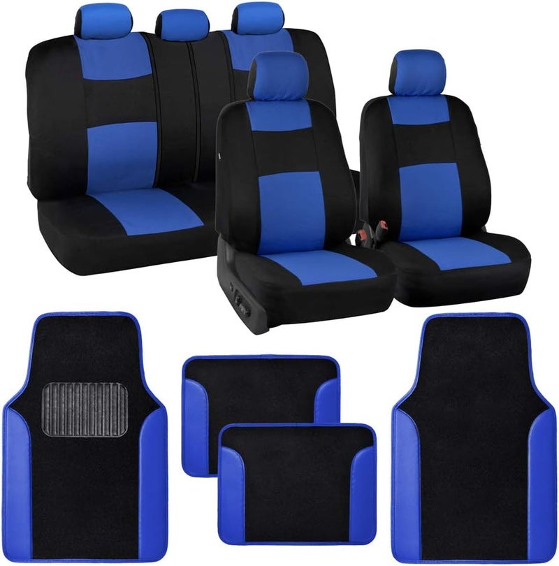 BDK PolyPro Blue Car Seat Covers Full Set with Floor Mats - Image 1