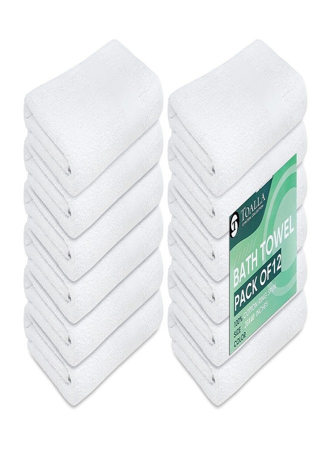 TOALLA White Bath Towels (Pack of 12 - 20x40 Inches - 100% Cotton - Economy - Lightweight - Quick Drying - Bulk Sets) - Image 1