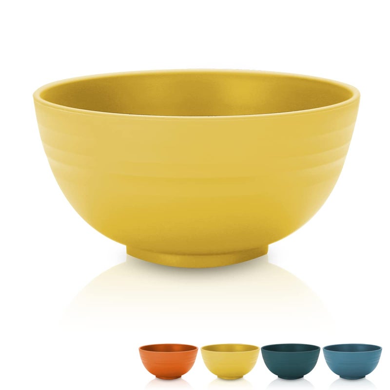 Kyraton Cereal Bowls 4 Pieces, Unbreakable And Reusable Light Weight Bowl For Rice Noodle Soup Snack Salad Fruit Dishwasher Safe, Microwave Safe BPA Free (Gold Yellow) - Image 1