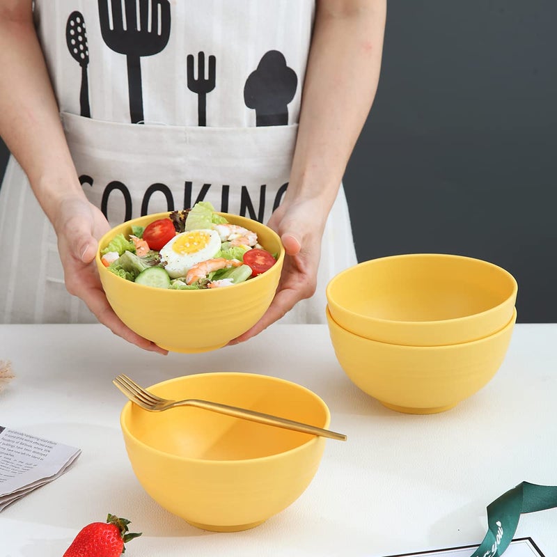 Kyraton Cereal Bowls 4 Pieces, Unbreakable And Reusable Light Weight Bowl For Rice Noodle Soup Snack Salad Fruit Dishwasher Safe, Microwave Safe BPA Free (Gold Yellow) - Image 4