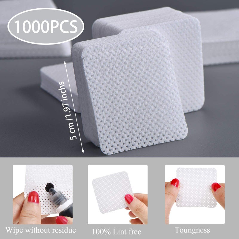 Maitys 1000 Pieces Eyelash Extension Glue Wipes Eyelash Glue Cleaner Non Woven Fabric Wipes Lash Supplies Accessories Tools for Extension Nail Polish Bottle(White) - Image 2