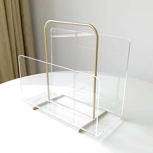 XOHYW Acrylic Magazine Holder, Crystal Clear Acrylic Magazine Book Rack, Desktop File Organizer for Office Organization, Storage,Home Office Decoration,Reception - Image 5