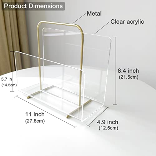 XOHYW Acrylic Magazine Holder, Crystal Clear Acrylic Magazine Book Rack, Desktop File Organizer for Office Organization, Storage,Home Office Decoration,Reception - Image 2