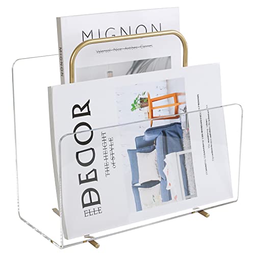 XOHYW Acrylic Magazine Holder, Crystal Clear Acrylic Magazine Book Rack, Desktop File Organizer for Office Organization, Storage,Home Office Decoration,Reception - Image 1