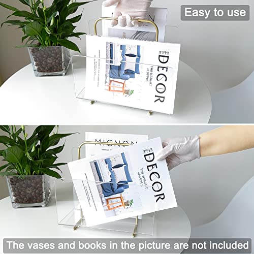 XOHYW Acrylic Magazine Holder, Crystal Clear Acrylic Magazine Book Rack, Desktop File Organizer for Office Organization, Storage,Home Office Decoration,Reception - Image 3