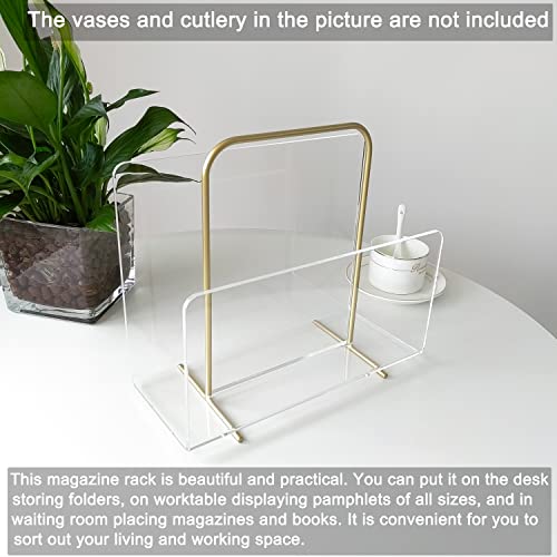 XOHYW Acrylic Magazine Holder, Crystal Clear Acrylic Magazine Book Rack, Desktop File Organizer for Office Organization, Storage,Home Office Decoration,Reception - Image 4