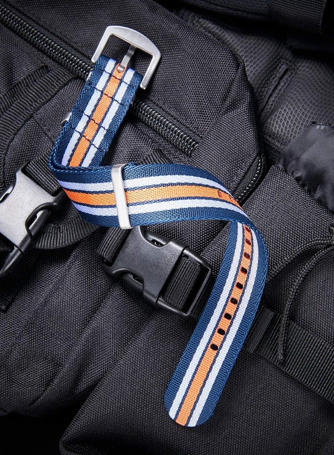 BINLUN Nylon Watch Straps Thick G10 Premium Ballistic Multicolor Replacement Watch Bands with Silver/Black Stainless Steel Buckle for Men Women 18mm 20mm 22mm 24mm（Blue&White&Orange，20mm） - Image 3