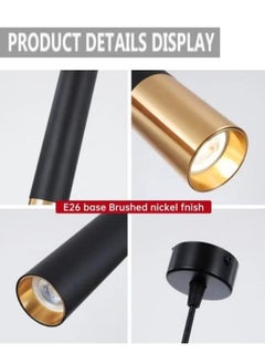 بيوينتي أسود الحديثة الثريا أنبوب 6cm 50W L40CM ضوء مطعم مطبخ بار الديكور مصباح الفن  - Image 3