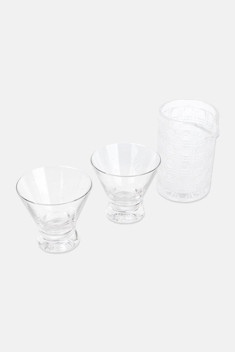 don juan 3 Pieces Pitcher And Stemless Martini Glasses Set, Transparent - Image 2