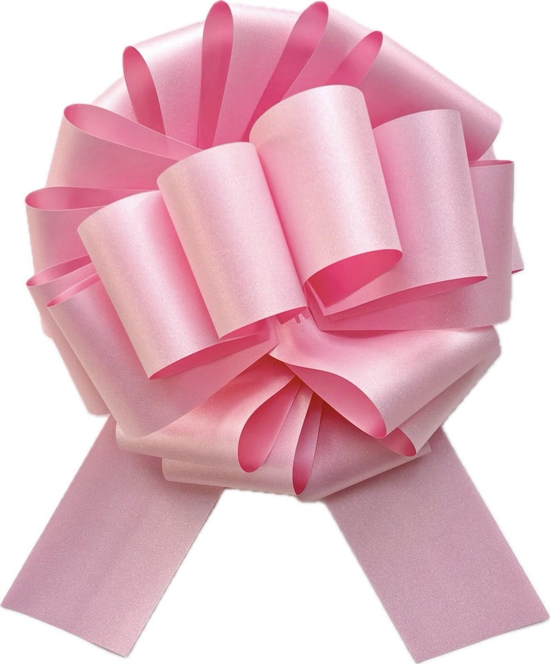 BXCMYDR 1PC Pink Big Pull Bow for Gift Wrapping, 14 Inch Pastel Glitter Waterproof Large Ribbon Bow for Presents, Bike, Baptism, Wreath, Holiday, Anniversary, Wedding, Party & Home Decor (Pink) - Image 1
