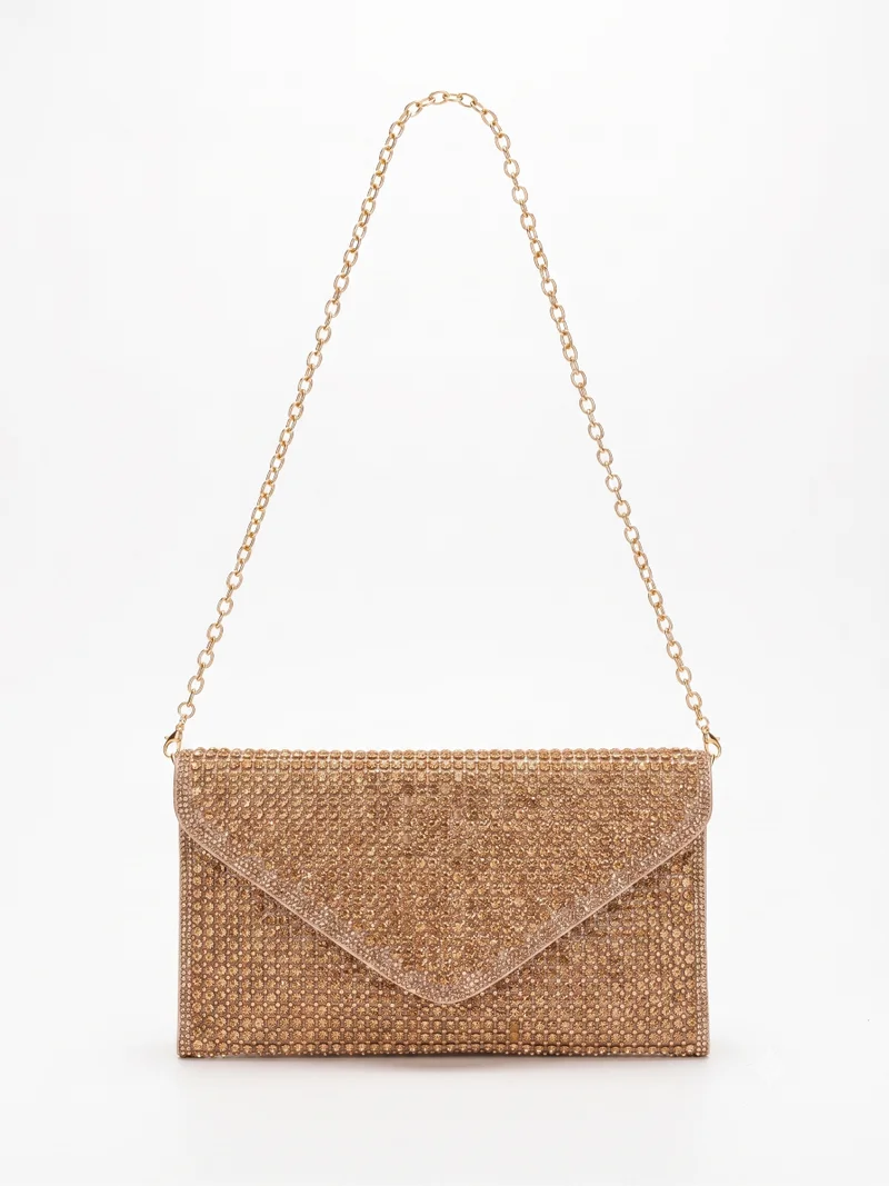 Viny Viny Women's Crystal Rhinestone Envelope Clutch – Fully Embellished with Detachable Chain Strap