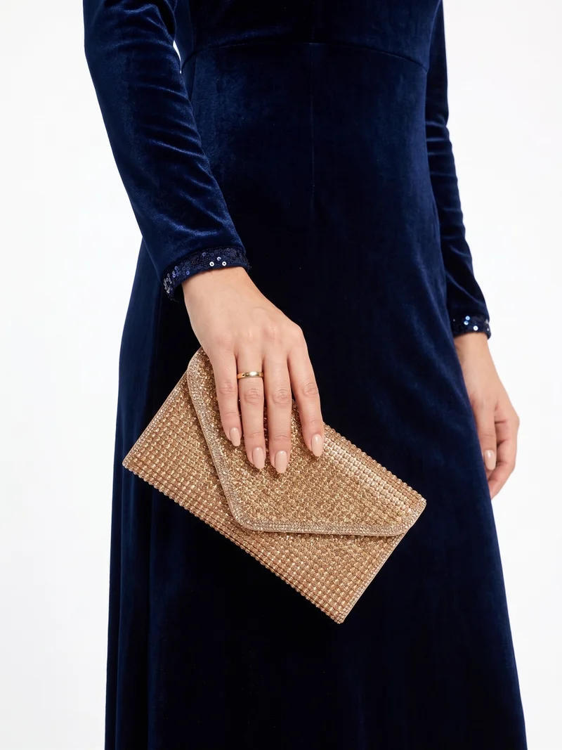 Viny Viny Women's Crystal Rhinestone Envelope Clutch – Fully Embellished with Detachable Chain Strap