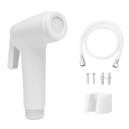 WOYO White ABS Health Faucet Set for Bathroom | Jet Spray with 1.2-Metre Ultra Flexible PVC Hose | Toilet Shower Spray, Bidet Use, and Bathroom Cleaning – Set of 1 (Style-4) - Image 1