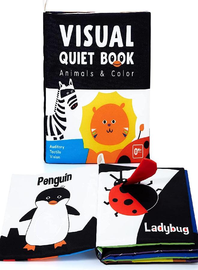 beiens Soft Baby Books, High Contrast Black and White Books NonToxic Fabric Touch and Feel Crinkle Cloth Books Early Educational Stimulation Toys for Infants Toddlers, Baby Girl & Baby Boy Gift Animal - Image 1