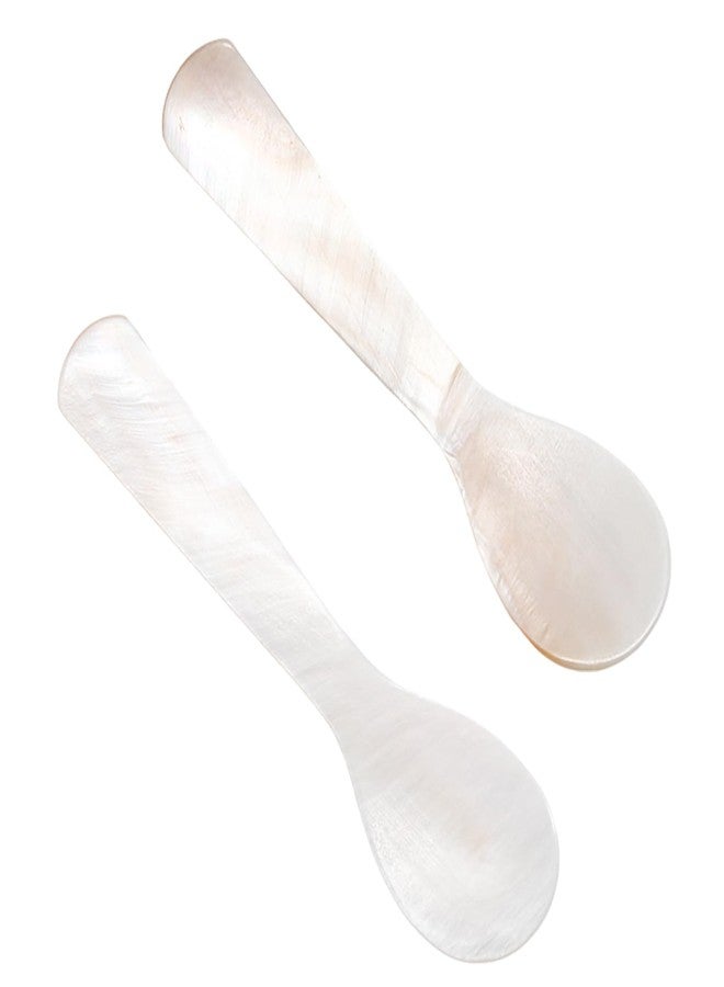 Wuyituart 2 Pcs Pearl Caviar Spoons 3.5 Inch Mother of Pearl Spoons for Caviar Yogurt Ice Cream Desserts Coffee - Image 1