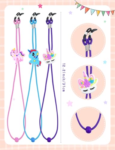YETOOME 8 PCS Kids Glasses Strap Unicorn Rainbow Anti-slip Eyeglass Straps Adjuster Stretchy Sunglass Strap for Boys Girls - Image 2