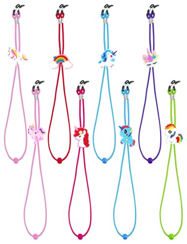 YETOOME 8 PCS Kids Glasses Strap Unicorn Rainbow Anti-slip Eyeglass Straps Adjuster Stretchy Sunglass Strap for Boys Girls - Image 1