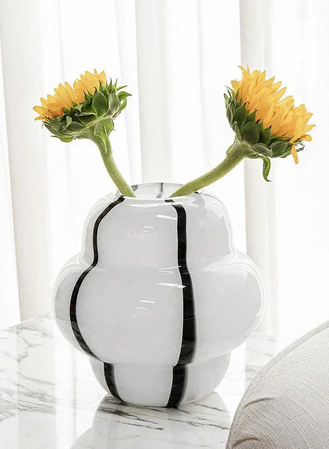 KNOT HOME Linea Storms Mouth-blown Glass Vase Knot Home Designer Accessory for Bedroom Living Dining Room Office Area Décor