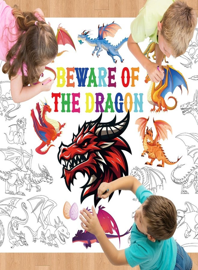 TagreSpike Dragon Themed Giant Coloring Poster for Kids - 43x30 Inches Knight Coloring Sheets Magic Dragon Drawing Paper Color-in DIY Tablecloth for Wall Classroom Home Birthday Party Decoration - Image 4
