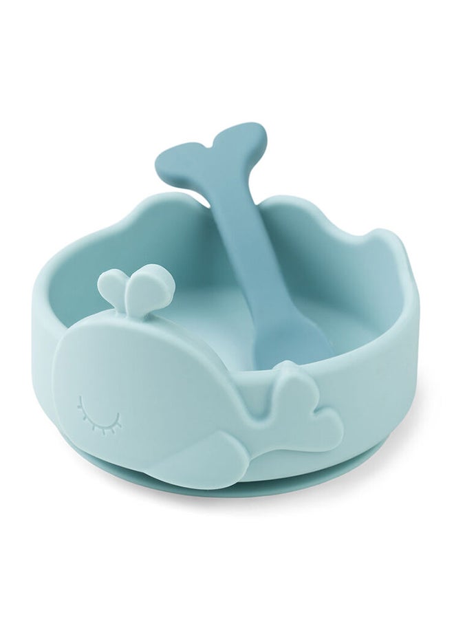 done by deer Silicone Stick And Stay Bowl  And  Baby Spoon Wally Blue | Non-Slip Baby Bowl  And  Spoon Set | Easy-Grip Spoon | Dishwasher Safe | Durable  And  Safe  - Image 1