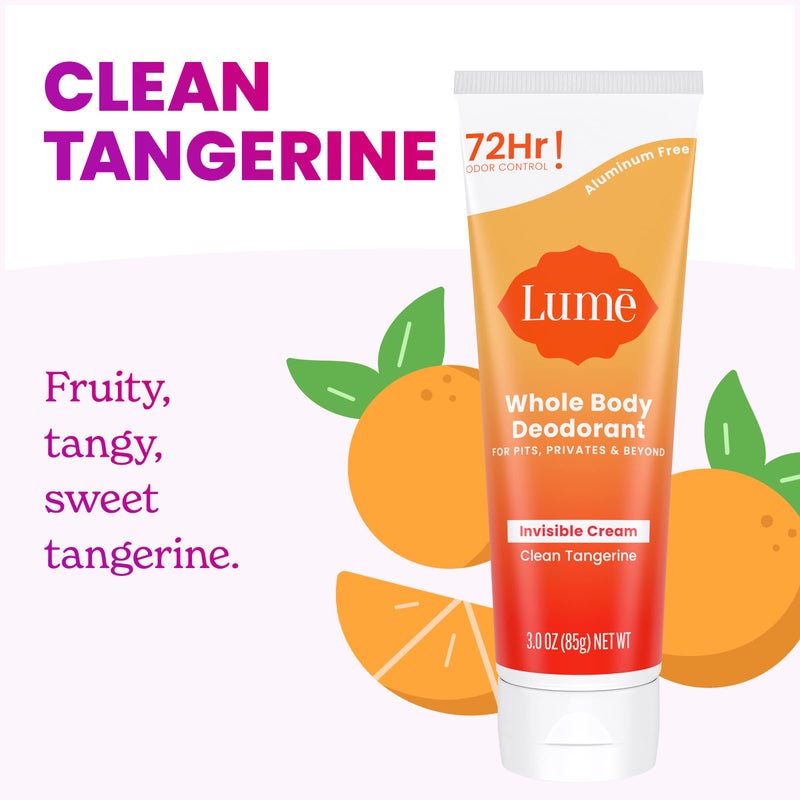 Lume Whole Body Deodorant - Invisible Cream Tube - 72 Hour Odor Control - Aluminum Free, Baking Soda Free, Skin Safe - 3.0 ounce (Clean Tangerine) - Image 3