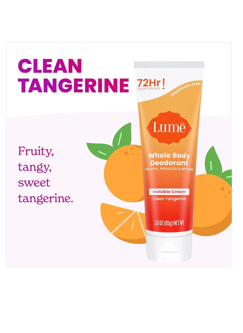 Lume - Lume Whole Body Deodorant - Invisible Cream Tube - 72 Hour Odor Control - Aluminum Free, Baking Soda Free, Skin Safe - 3.0 ounce (Clean Tangerine) - Image 1