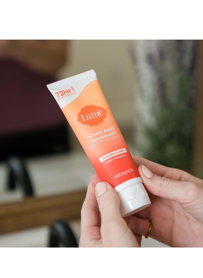 Lume - Lume Whole Body Deodorant - Invisible Cream Tube - 72 Hour Odor Control - Aluminum Free, Baking Soda Free, Skin Safe - 3.0 ounce (Clean Tangerine) - Image 1