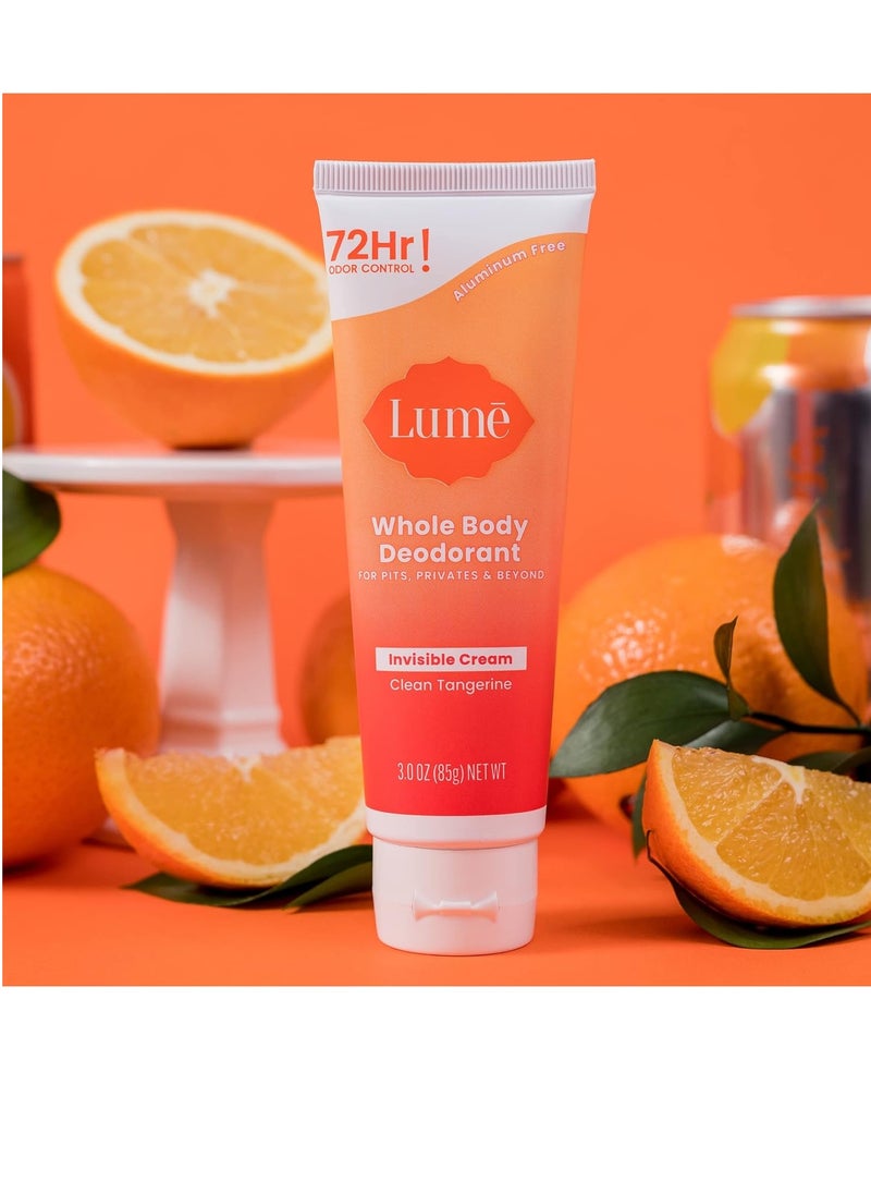Lume - Lume Whole Body Deodorant - Invisible Cream Tube - 72 Hour Odor Control - Aluminum Free, Baking Soda Free, Skin Safe - 3.0 ounce (Clean Tangerine) - Image 1