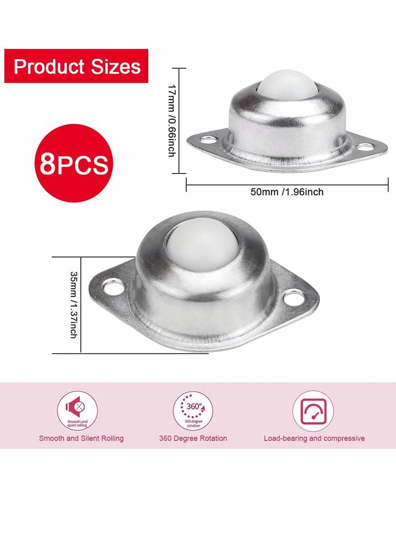 8Pack Roller Ball Transfer Bearings Wheel Universal Castor Balls with Nylon Used for Stand Equipment and Transmission System 44lbs Load Capacity - Image 2