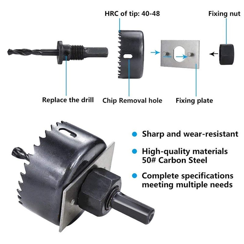 XDLB 16pcs Hole Saw Drill Bits Case Set Wood Drills Tapper Carbide Combination Set Durable Wood Thin Metal Sheet Cutting Tools for Woodworking Core Drill Bit Hole Wood Cutter - Image 5